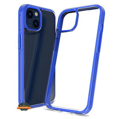 For Apple iPhone 14 /Plus Pro Max Transparent Back Hybrid Shockproof Protection Color TPU Frame Hard PC Slim  Phone Case Cover