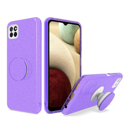 For Samsung Galaxy A22 5GGlitter Sparkle Slim Bling Hybrid Protective with Round Stand Shockproof Soft TPU Rubber  Phone Case Cover