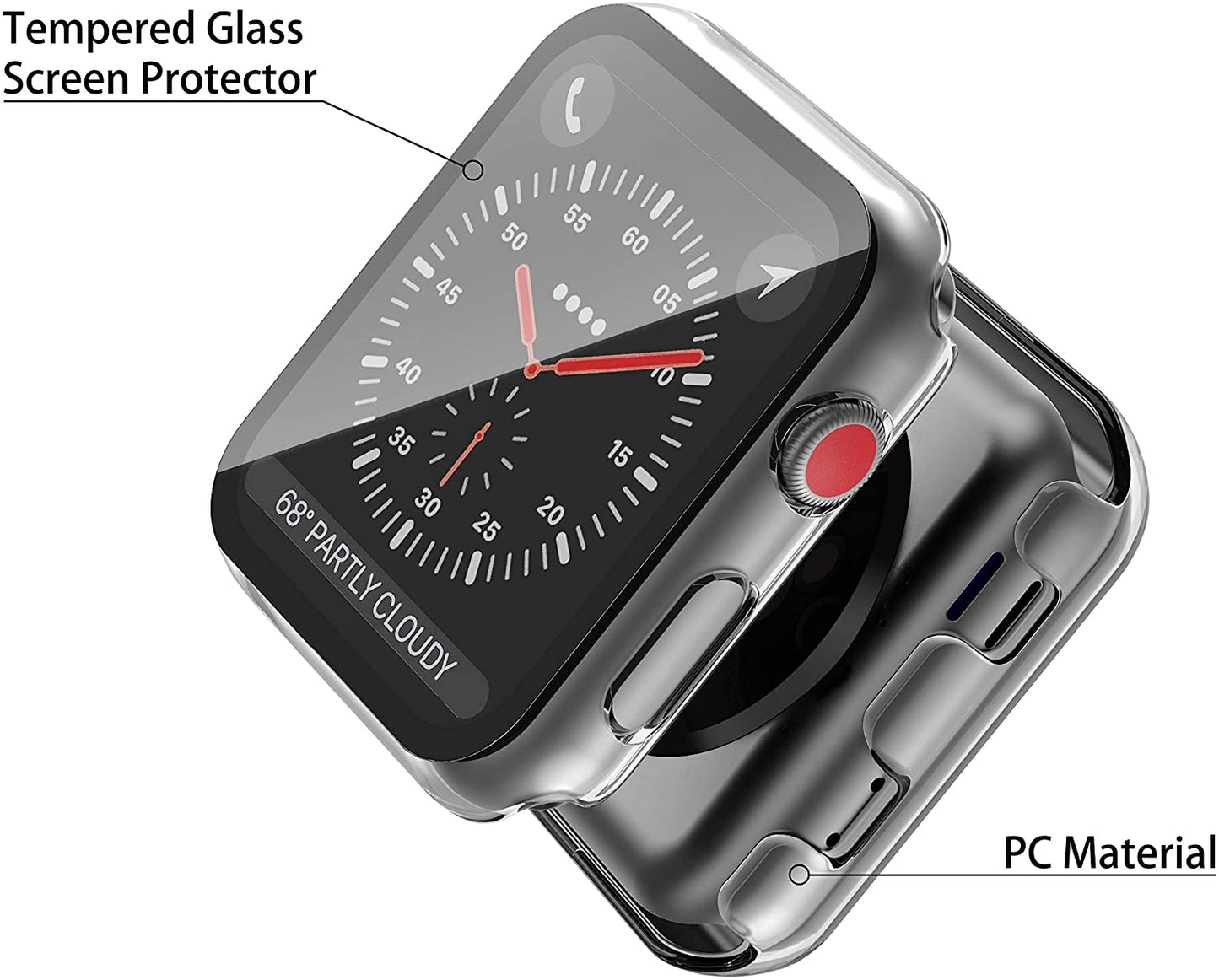 For Apple Watch 44mm Ultra Clear Transparent PC with Built in Screen Protector Snap-on Full Coverage Shell Rubber TPU + Hard PC Frame for iWatch Series SE/6/5/4 Clear Phone Case Cover