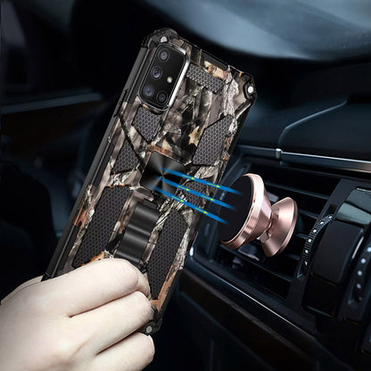 For Samsung Galaxy A71 5G Heavy Duty Hybrid Camouflage [Military Grade] Rugged Protective Fit Magnetic Car Mount Stand  Phone Case Cover