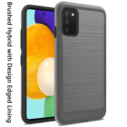 For Samsung Galaxy A03S Slim Protective Hybrid TPU 2-Piece Bumper Shockproof with Brushed Metal Texture Carbon Fiber Hard PC Back  Phone Case Cover