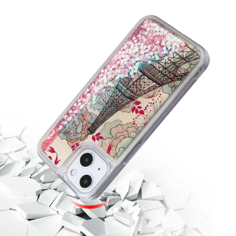 For Samsung Galaxy A51 5G Quicksand Liquid Glitter Bling Hybrid Image Flowing Sparkle Protector Skin Eiffel Tower Paris Phone Case Cover