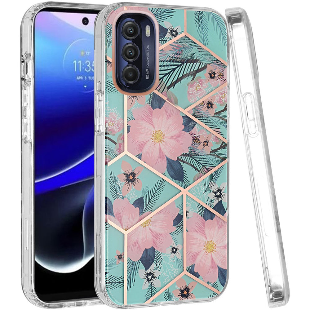 For Motorola Moto G Stylus 5G 2022 Fashion Floral IMD Design Flower Pattern Hybrid Hard PC Rubber TPU Slim Shockproof  Phone Case Cover
