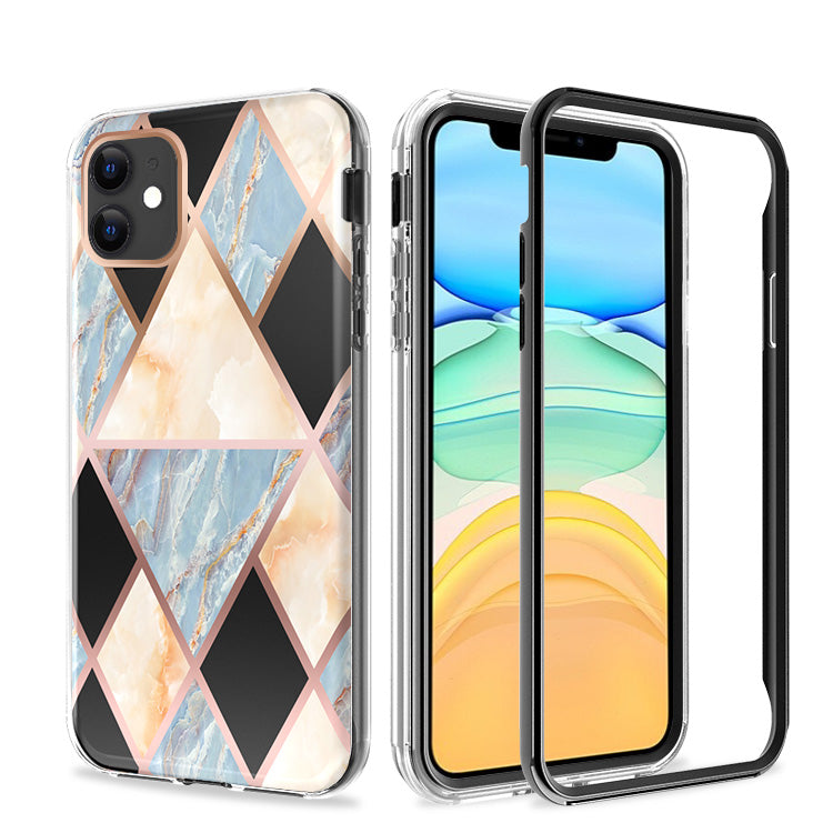 For Apple iPhone 14 (6.1") Dual Layer Hybrid Shockproof Fashion Design IMD Electroplating 2in1 Hard TPU Frame  Phone Case Cover