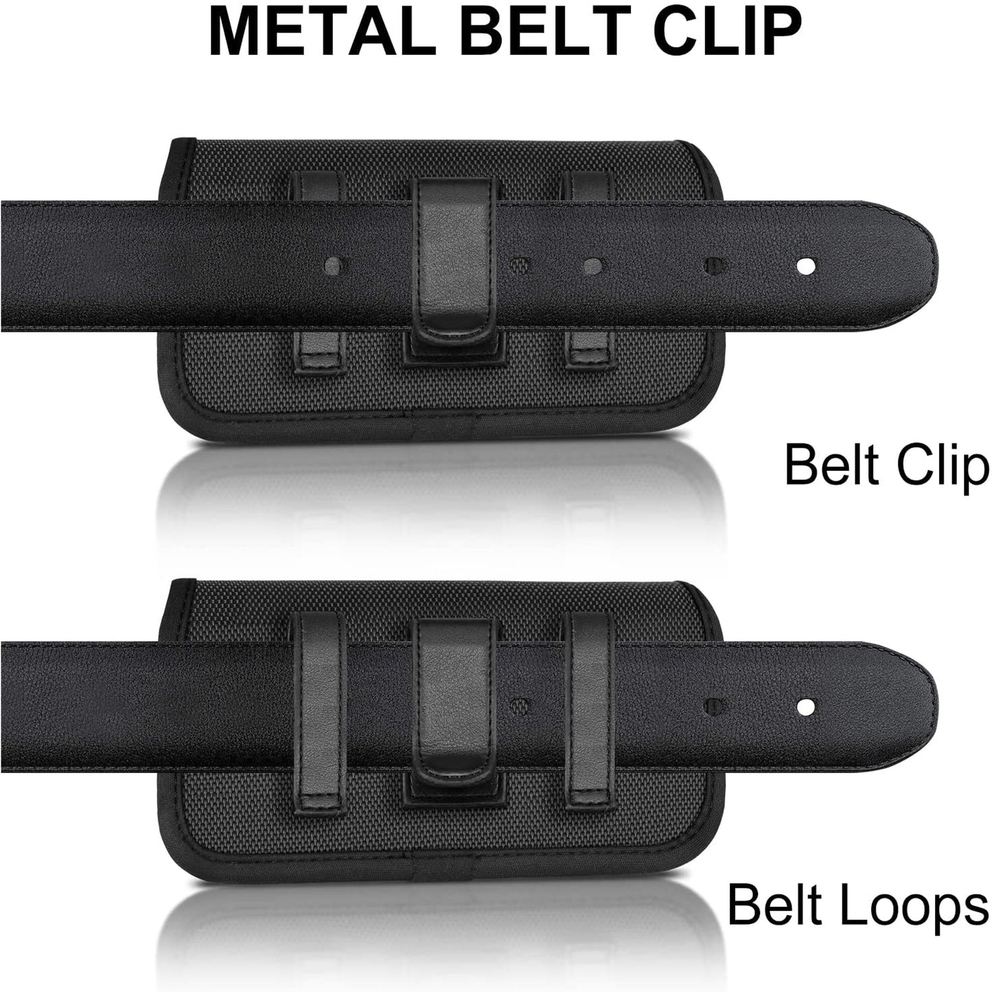 Universal Large Horizontal Belt Clip Holster Synthetic Leather Carrying Pouch Phone Holder Cover with Belt Clip & Loops (Holds Phone Up To 7 Inch) Universal Standard Black