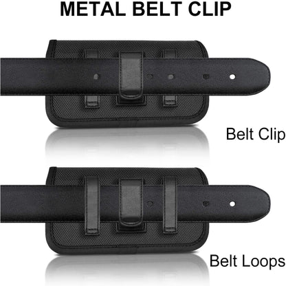 Universal Large Horizontal Belt Clip Holster Synthetic Leather Carrying Pouch Phone Holder Cover with Belt Clip & Loops (Holds Phone Up To 7 Inch) Universal Standard Black
