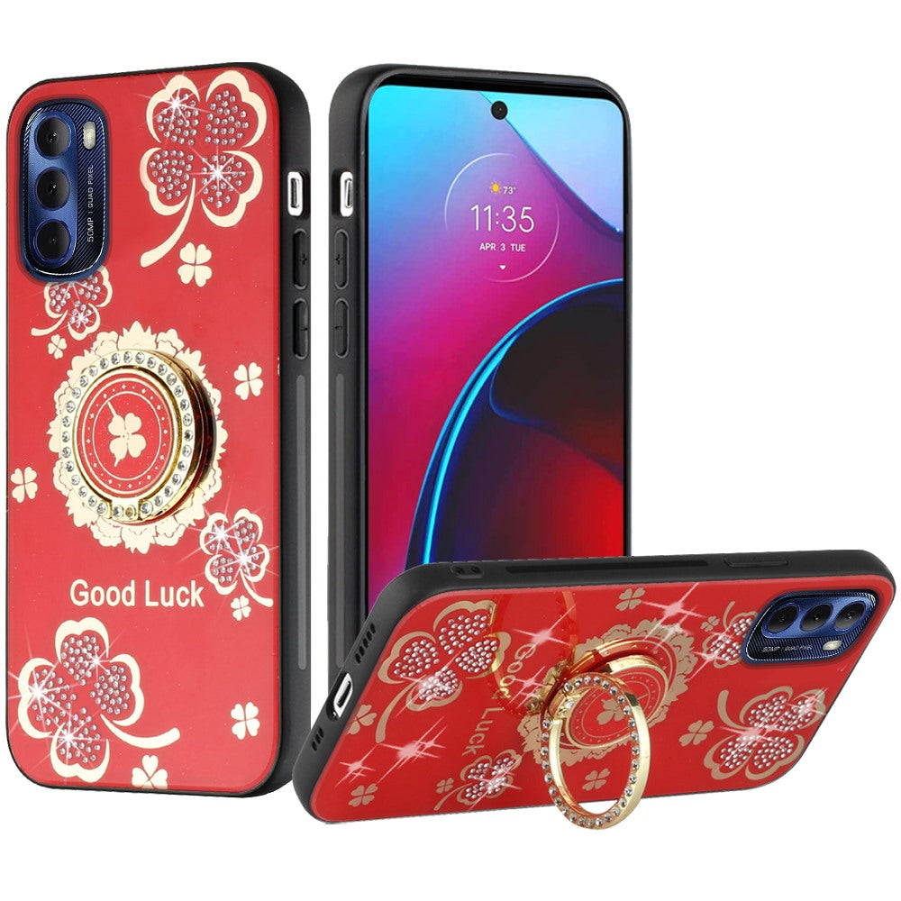 For Motorola Moto G Stylus 2022 4G Diamond Bling Sparkly Glitter Ornaments Engraving Hybrid Ring Stand Fashion  Phone Case Cover