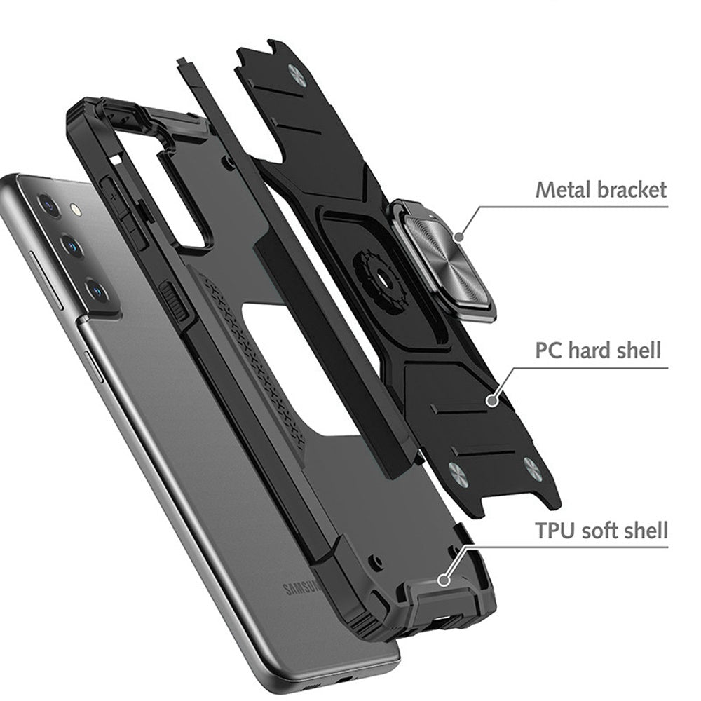 For Samsung Galaxy S20 Ultra Armor Hybrid with Ring Stand Holder Kickstand Shockproof Heavy-Duty Durable Rugged 2in1 Black Phone Case Cover