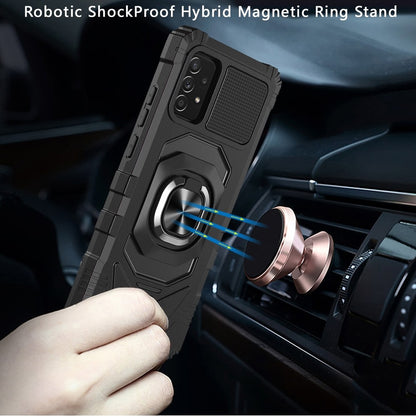 For Samsung Galaxy A73 5G Hybrid Dual Layer with Rotate Magnetic Ring Stand Holder Kickstand, Rugged 2in1 Shockproof  Phone Case Cover