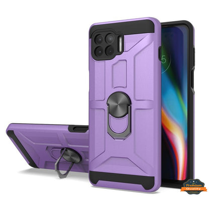 For Motorola Moto One 5G, Moto G 5G Plus Hybrid Ring Stand [360° Rotatable Ring Holder Magnetic Kickstand] Armor Shockproof  Phone Case Cover