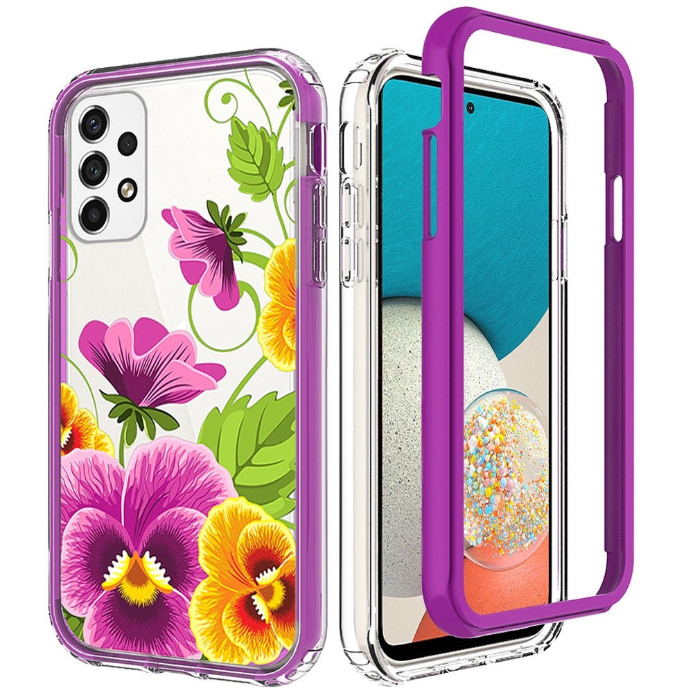 For Samsung Galaxy A53 5G Beautiful Design 3 in 1 Hybrid Triple Layer Armor Hard Plastic Rubber TPU Protective Frame  Phone Case Cover