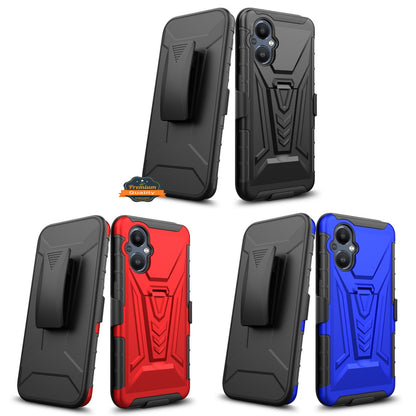 For OnePlus Nord N20 5G Hybrid Armor Kickstand with Swivel Belt Clip Holster Heavy Duty 3 in 1 Defender Shockproof  Phone Case Cover