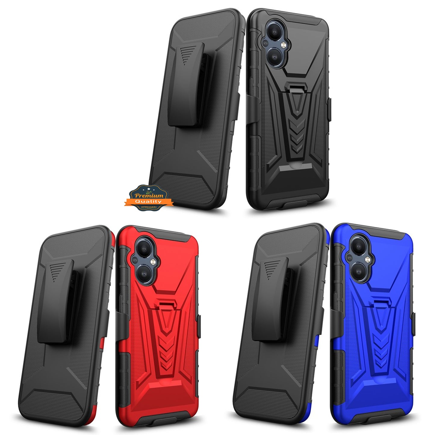 For OnePlus Nord N20 5G Hybrid Armor Kickstand with Swivel Belt Clip Holster Heavy Duty 3 in 1 Defender Shockproof  Phone Case Cover