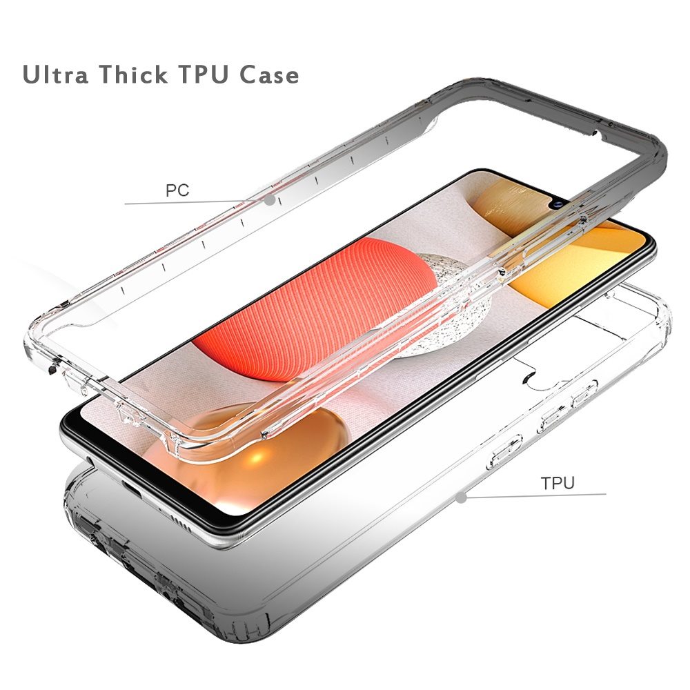 For Samsung Galaxy A42 5G Dual Layer Hybrid Clear Gradient Two Tone Transparent Shockproof Rubber TPU + Hard Protective Frame  Phone Case Cover