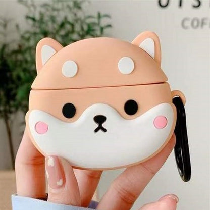 For Apple AirPods 3 (2021) Hybrid Cute 3D Fun Design Silicone Skin Cartoon Animal with Keychain Holder Rubber TPU Soft  Phone Case Cover
