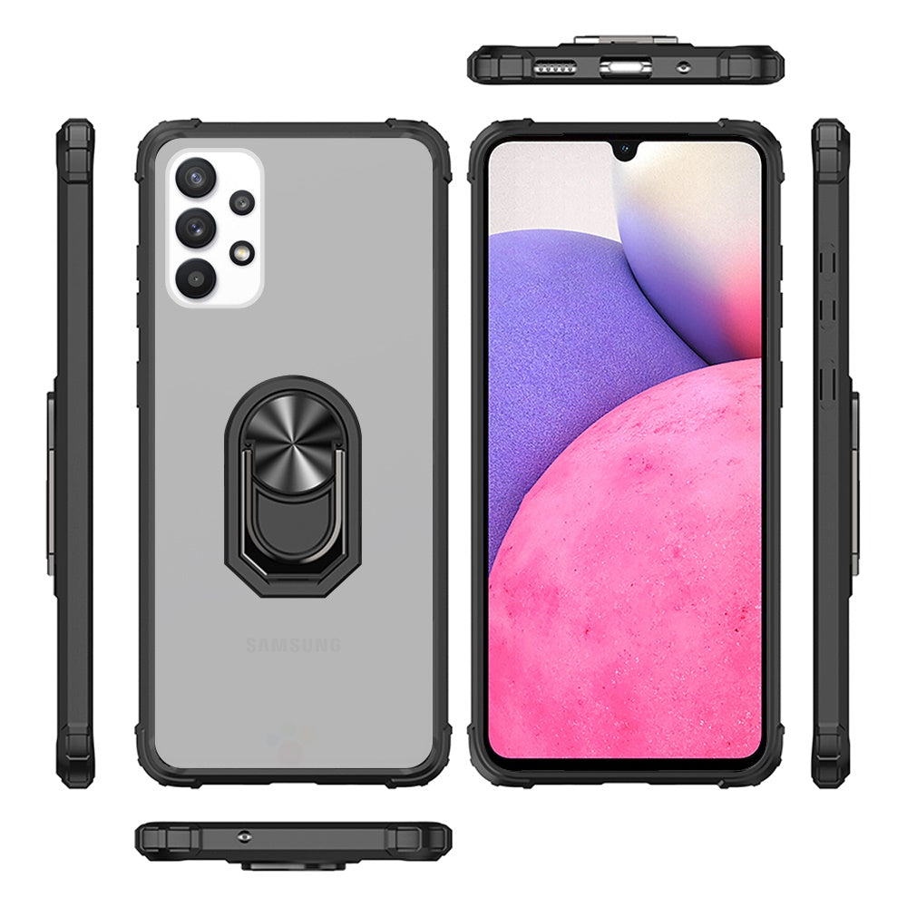 For Samsung Galaxy A33 5G Clear Silicone Shockproof Hybrid Protection Cover Transparent TPU with Magnetic Ring Kickstand  Phone Case Cover