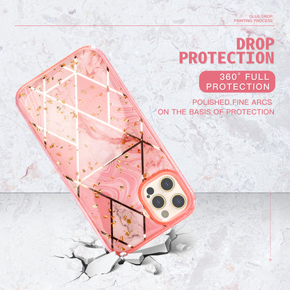 For Apple iPhone 13 /Pro Max Geometric Marble Design Pattern Soft TPU Rubber Hybrid Hard PC Shockproof Bumper  Phone Case Cover