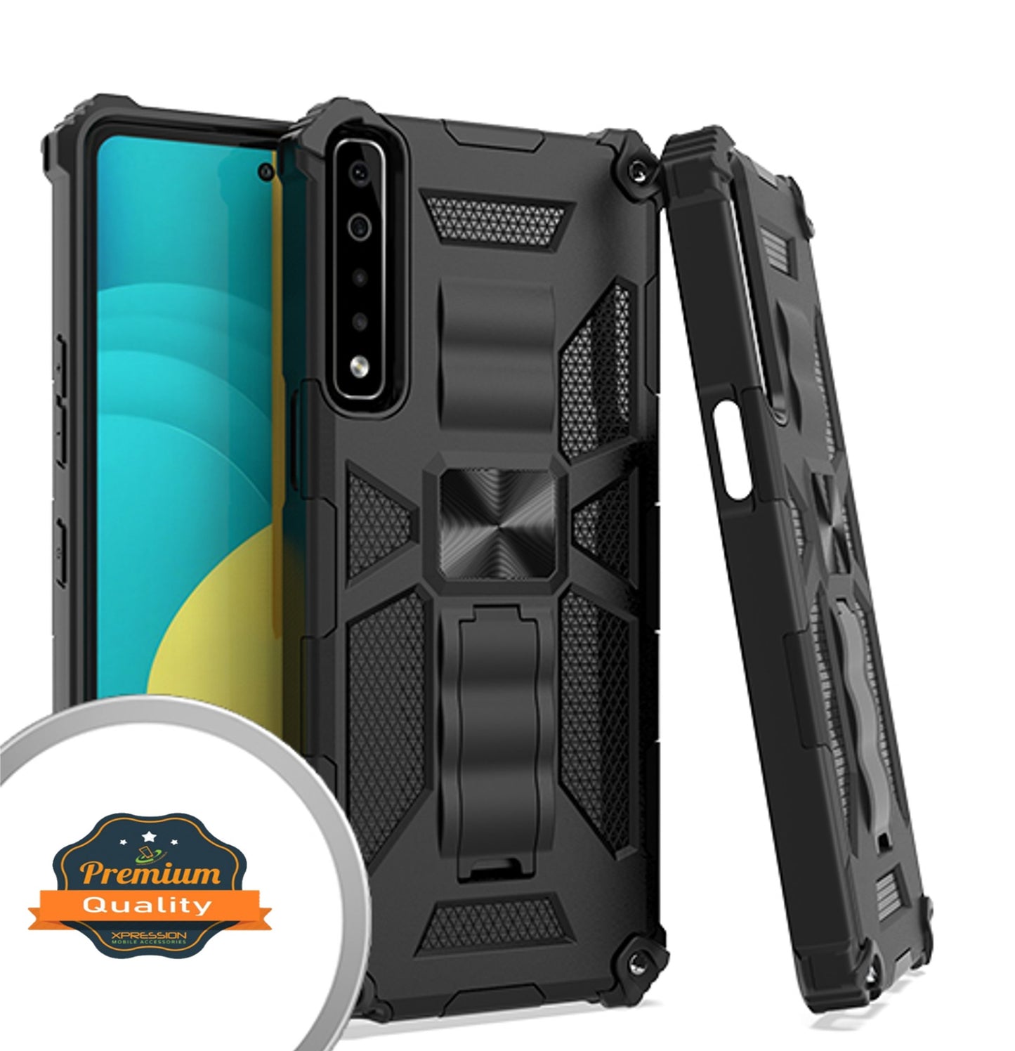 For Boost Mobile Celero 5G Invisible Kickstand Stand Dual Layer Hybrid Defender Military Grade Shockproof Heavy Duty Hard PC + TPU  Phone Case Cover