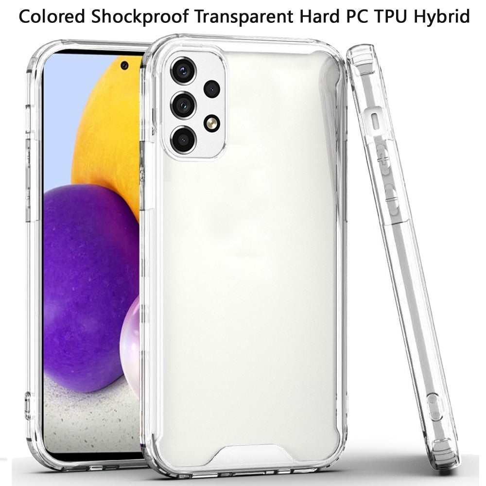 For Samsung Galaxy A73 5G Colored Shockproof Transparent Hard PC + Rubber TPU Hybrid Bumper Shell Thin Slim Protective Clear Phone Case Cover