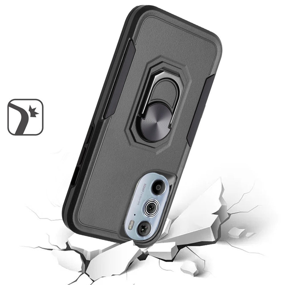 For Motorola Edge+ 2022 /Edge Plus Hybrid Rugged Hard Drop-Proof Protection Military Grade Armor with Metal Ring Stand  Phone Case Cover