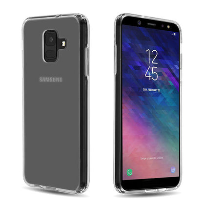 For Samsung Galaxy A6 (2018) Slim Fit Hybrid Transparent Rubber Gummy Hard PC Soft Silicone Protective Clear Phone Case Cover