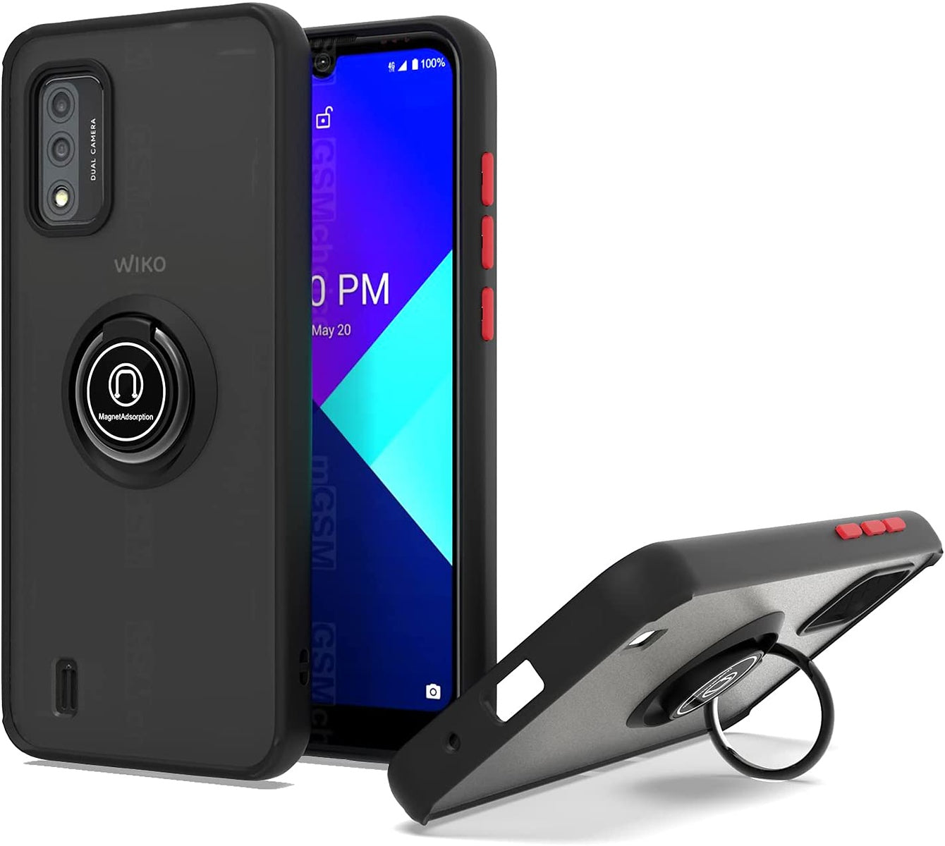 For Wiko Ride 3 Matte Translucent with Ring Stand /Kickstand (Work with Car Mount) Hybrid Shockproof Armor [Military Grade] Bumper  Phone Case Cover