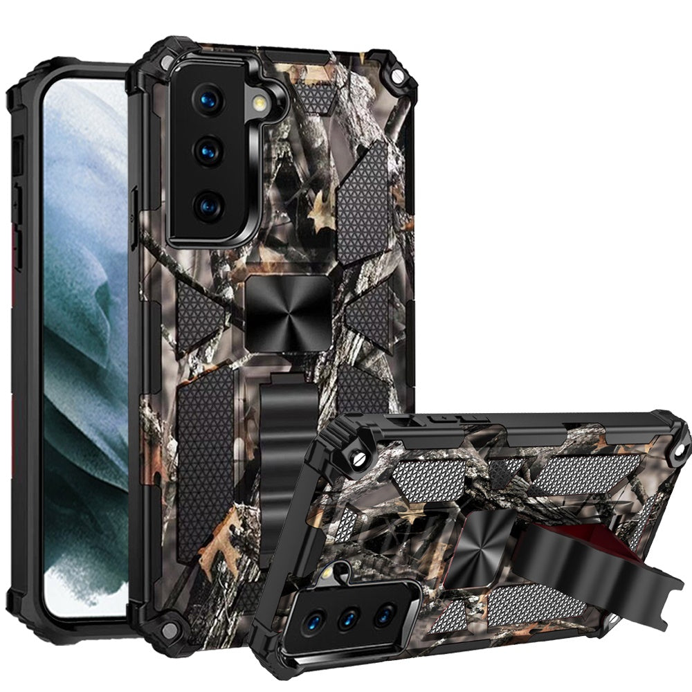 For Samsung Galaxy S22 Hybrid Camouflage [Military Grade] Rugged Kickstand Protective Fit Magnetic Car Mount Stand  Phone Case Cover
