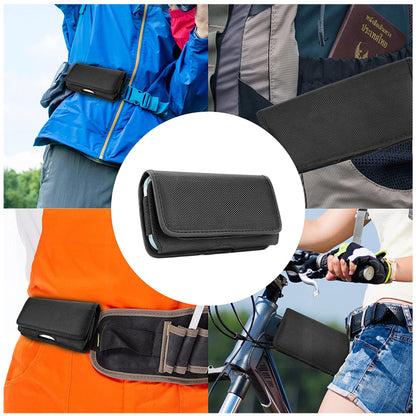 Universal Cell Phone Holster with Belt Clip Loops & Card Slot Canvas Horizontal Pouch Waist Carrying Case Fit Samsung Galaxy S22 Ultra & Most Phone XXL [6.93 x 3.43 x 0.6 in] Universal Canvas Pouch [Black]