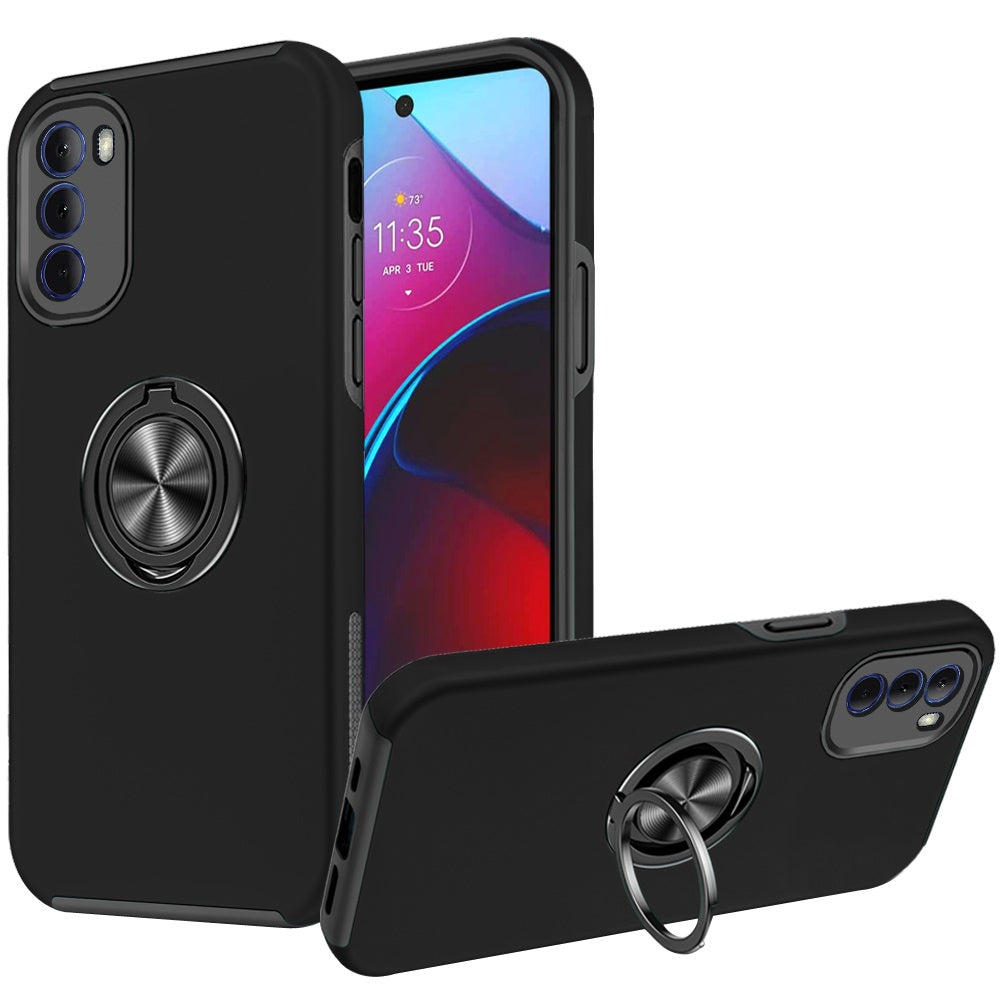 For Motorola Moto G Stylus 2022 4G Hybrid Slim with Metal Invisible Ring Stand Holder Fit Magnetic Car Mount Shockproof  Phone Case Cover