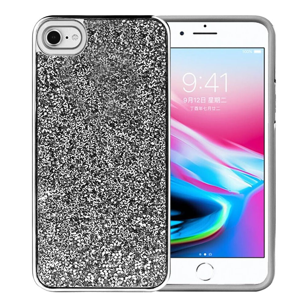 For Apple iPhone SE 3 (2022) SE/8/7 Bling Rhinestone Diamond Shiny Glitter Hybrid Dual Layer Rugged Shell Hard PC TPU  Phone Case Cover