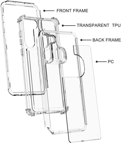 For Boost Mobile Celero 5G Transparent 3 Layer Heavy Duty Rugged Full Body Shockproof Hybrid Hard PC + TPU Bumper Protective  Phone Case Cover