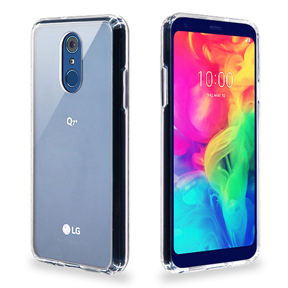 For LG Q7, LG Q7+ Slim Fit Hybrid Transparent Rubber Gummy Hard PC Silicone Durable Protective Clear Phone Case Cover