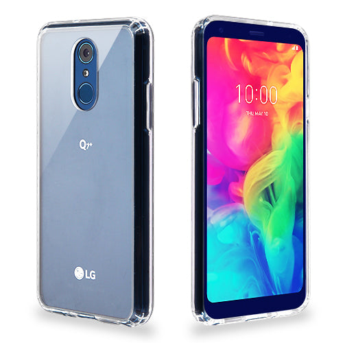 For LG Q7, LG Q7+ Slim Fit Hybrid Transparent Rubber Gummy Hard PC Silicone Durable Protective Clear Phone Case Cover