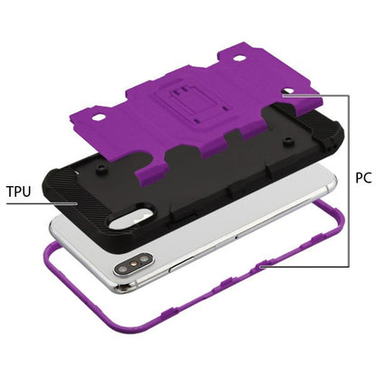 For Apple iPhone XS Max Hybrid Dual Layer Hard PC with Kickstand Shockproof TPU Rugged Stand Purple Phone Case Cover
