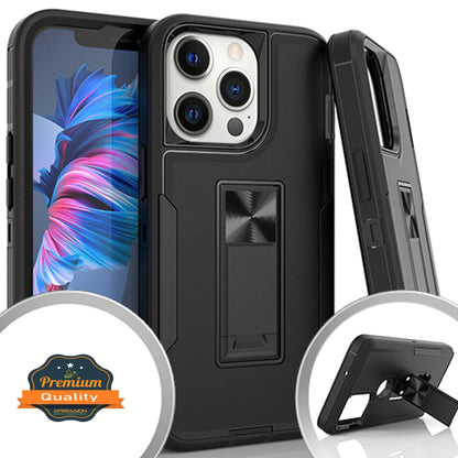 For Apple iPhone 14 (6.1") Military Grade Full-Body Rugged with Kickstand Hybrid Heavy Duty Support Car Mount Holder  Phone Case Cover