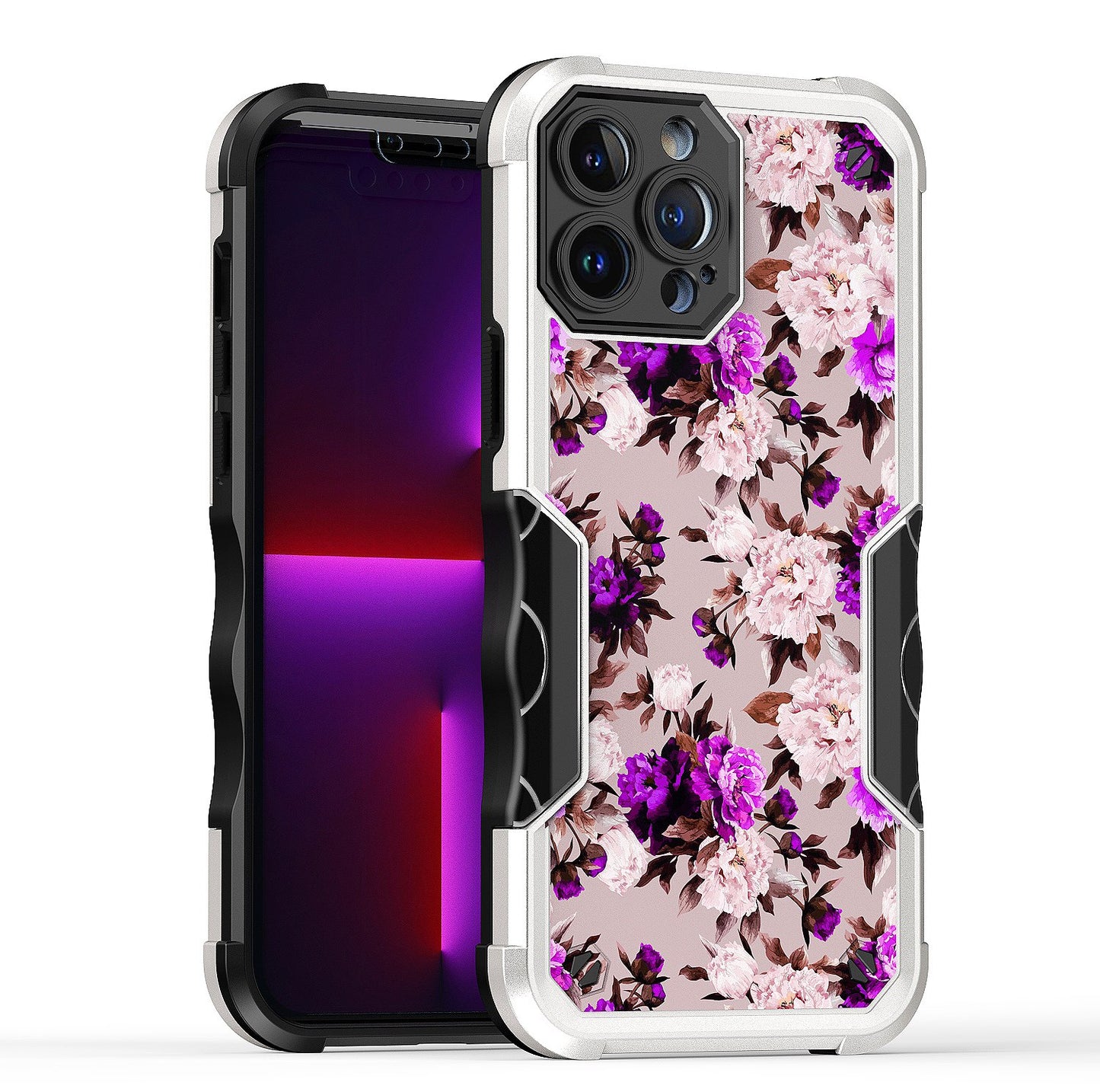 For Apple iPhone 11 (6.1") Fashion Design Tough Shockproof Hybrid Stylish Pattern Heavy Duty TPU Rubber Small Flowers Phone Case Cover