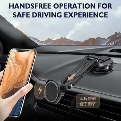 Universal Magnetic Dashboard & Windshield Phone Holder Car Mount with Telescopic Arm 360° Rotation & Quick Lock Release Universal Stand [Black]