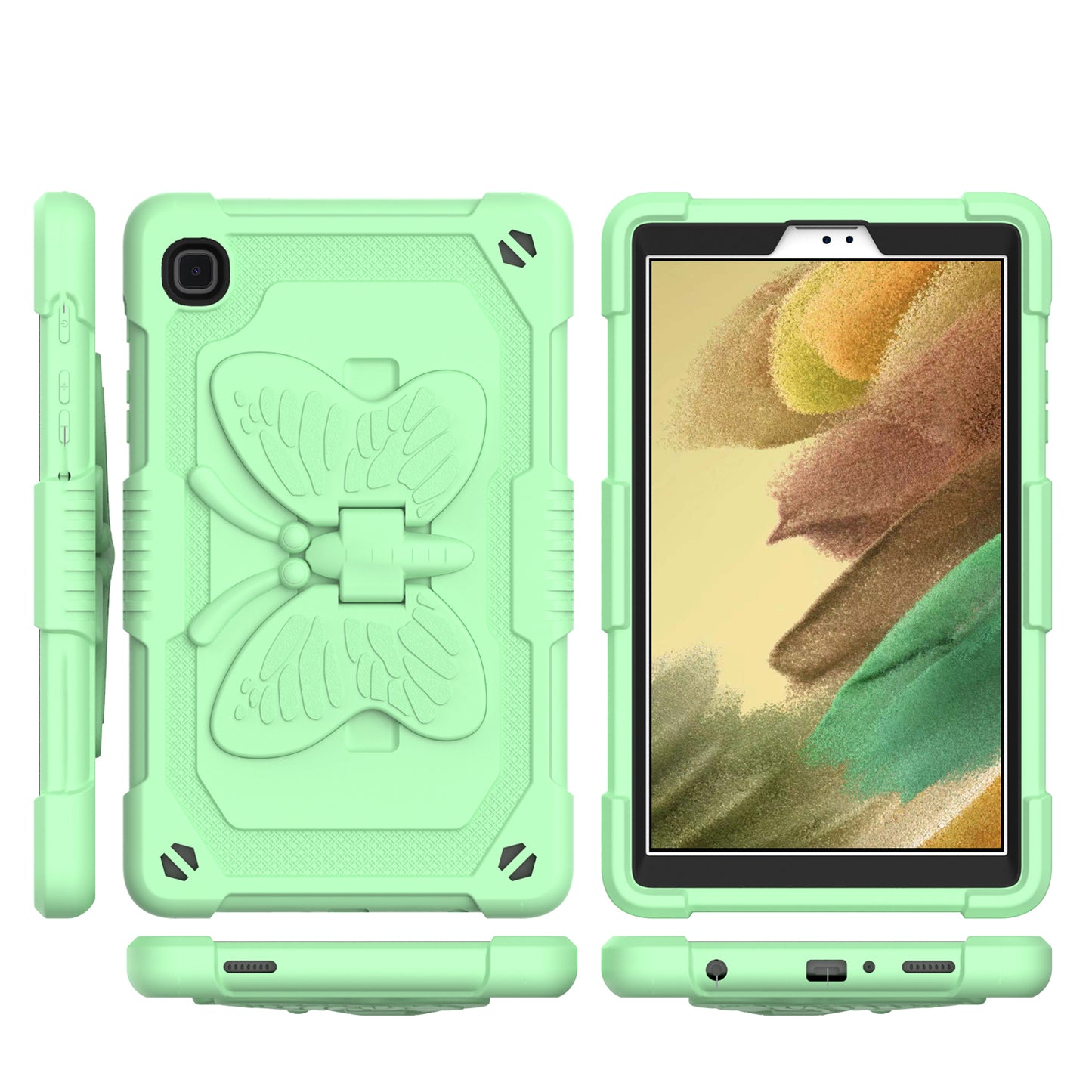 Case for Apple iPad Air 4 / iPad Air 5 / iPad Pro (11 inch) Butterfly Wings Kickstand 3in1 Tough Hybrid with Pencil Holder Heavy Duty Rugged Shockproof Full Protective Green Tablet Cover