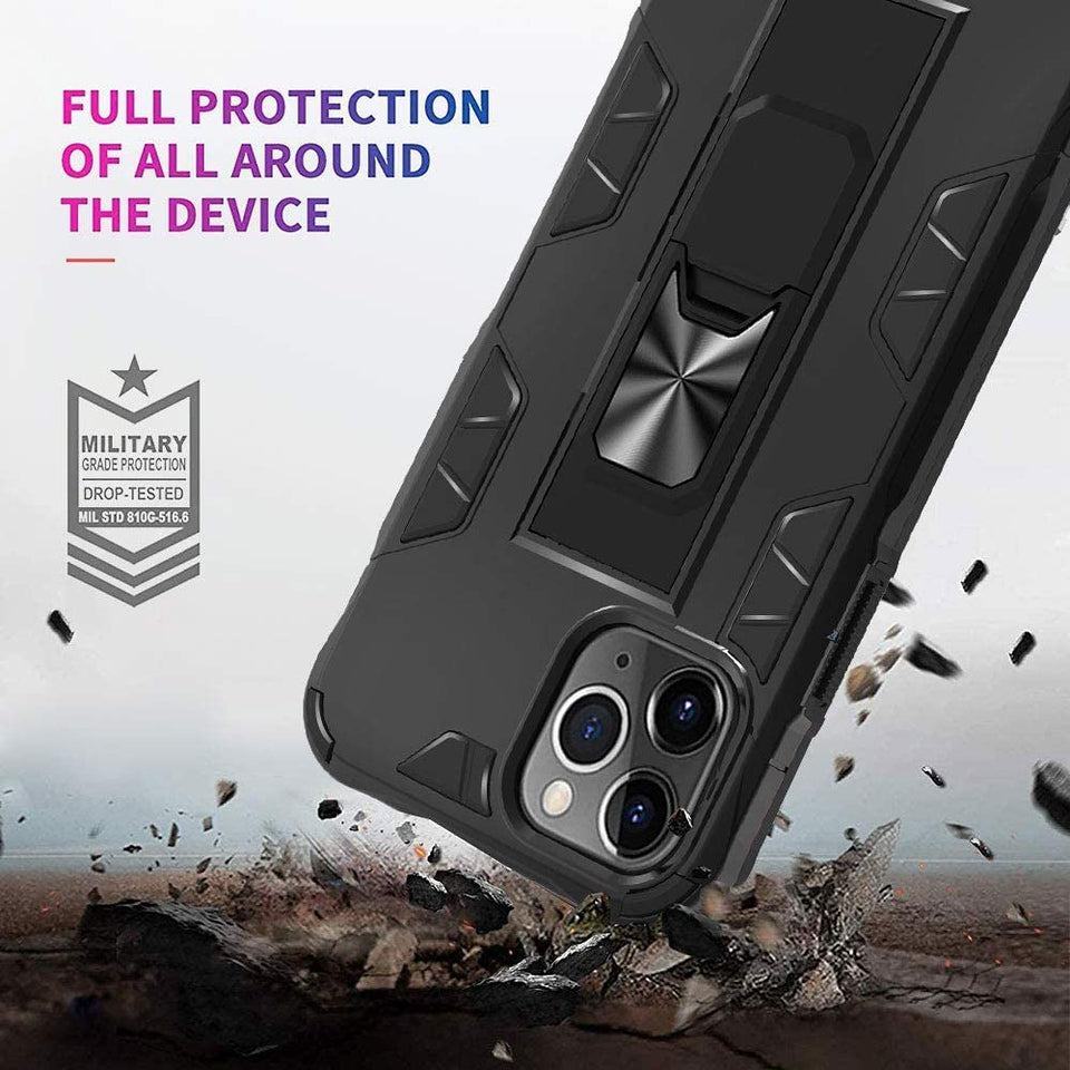 For Apple iPhone 14 (6.1") Built-in Slide Kickstand Shockproof Armor Heavy Duty Dual Layer [Military Grade] Rugged Bumper  Phone Case Cover