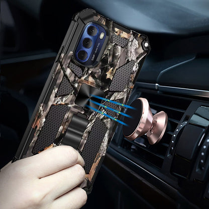 For Motorola Moto G Stylus 5G 2022 Heavy Duty Hybrid Camouflage [Military Grade] Rugged Fit Magnetic Car Mount Stand  Phone Case Cover