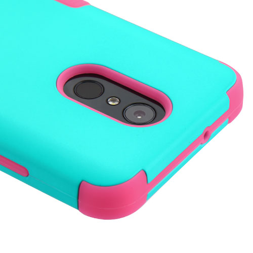 For LG Stylo 4 / Stylo 4 Plus Hybrid Three Layer Hard PC Shockproof Heavy Duty TPU Rubber Anti-Drop Teal Green Pink Phone Case Cover