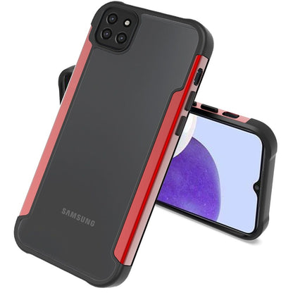 For Samsung Galaxy A22 5G Hybrid Aluminum Alloy Metal Clear Transparent Back PC TPU Bumper Frame Armor Shockproof  Phone Case Cover