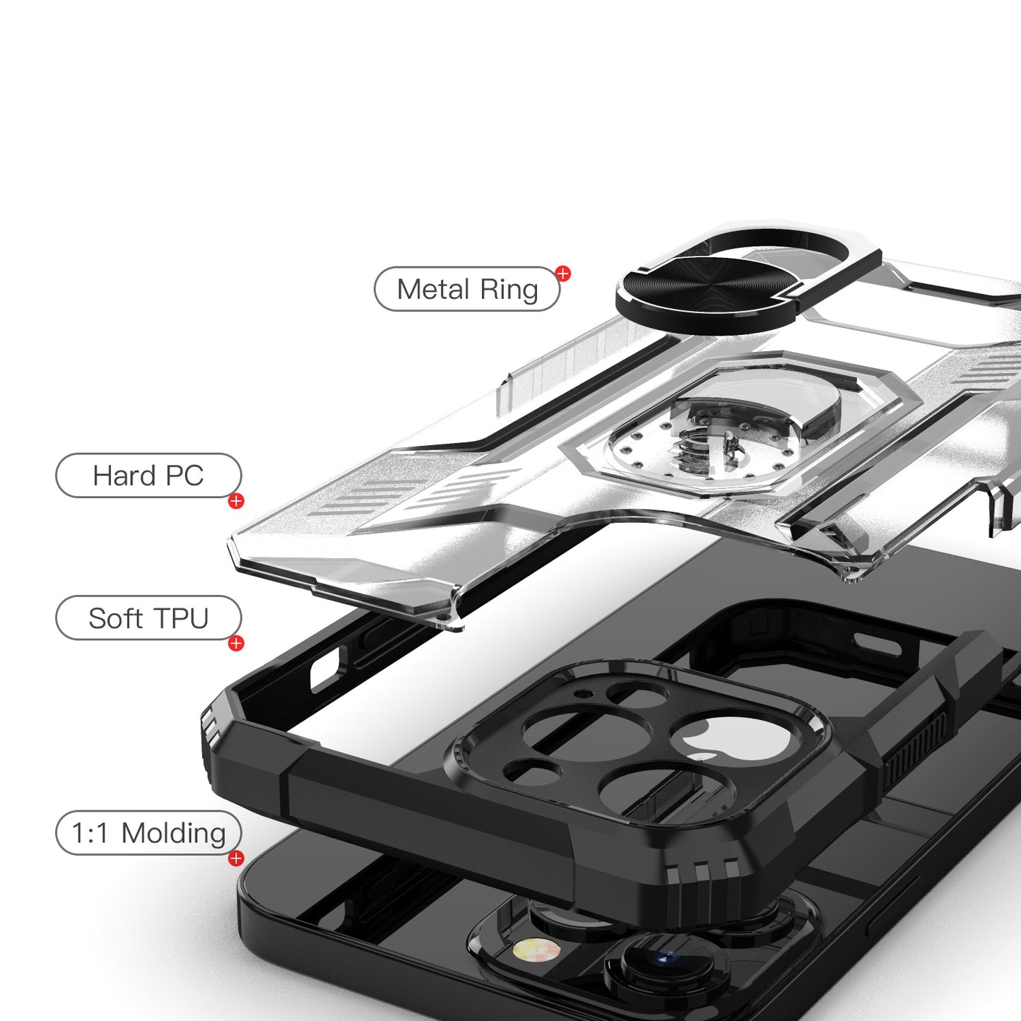 For Google Pixel 6 Armor Defender Hybrid Protective Heavy Duty with Ring Holder Kickstand [Magnetic Car Mount Feature]  Phone Case Cover