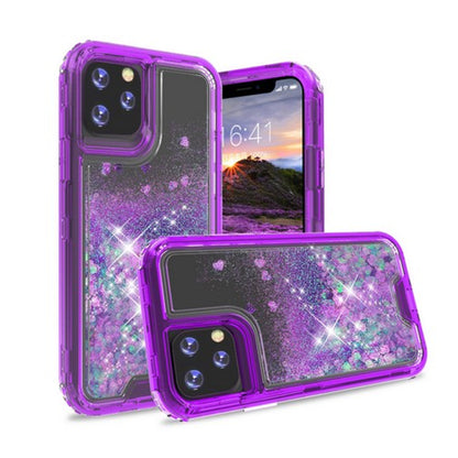 For Apple iPhone 13 Mini (5.4") Hybrid Liquid Glitter 3D Bling Quicksand Flowing Sparkle Hard Shockproof 3in1 TPU Heavy Duty  Phone Case Cover