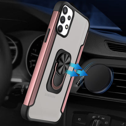 For Samsung Galaxy A33 5G Clear Military Grade Design Hybrid Protective with Ring Holder Kickstand [Magnetic Car Mount Feature]  Phone Case Cover