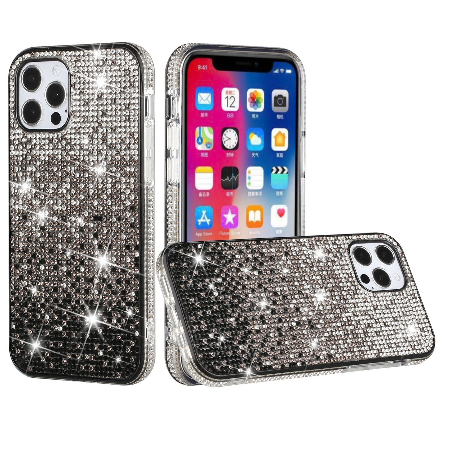 For Apple iPhone SE 2022 /SE 2020/8/7 Glitter Bling TPU Sparkle Diamond Rhinestone Shiny Full Cover Crystal Stones Back  Phone Case Cover