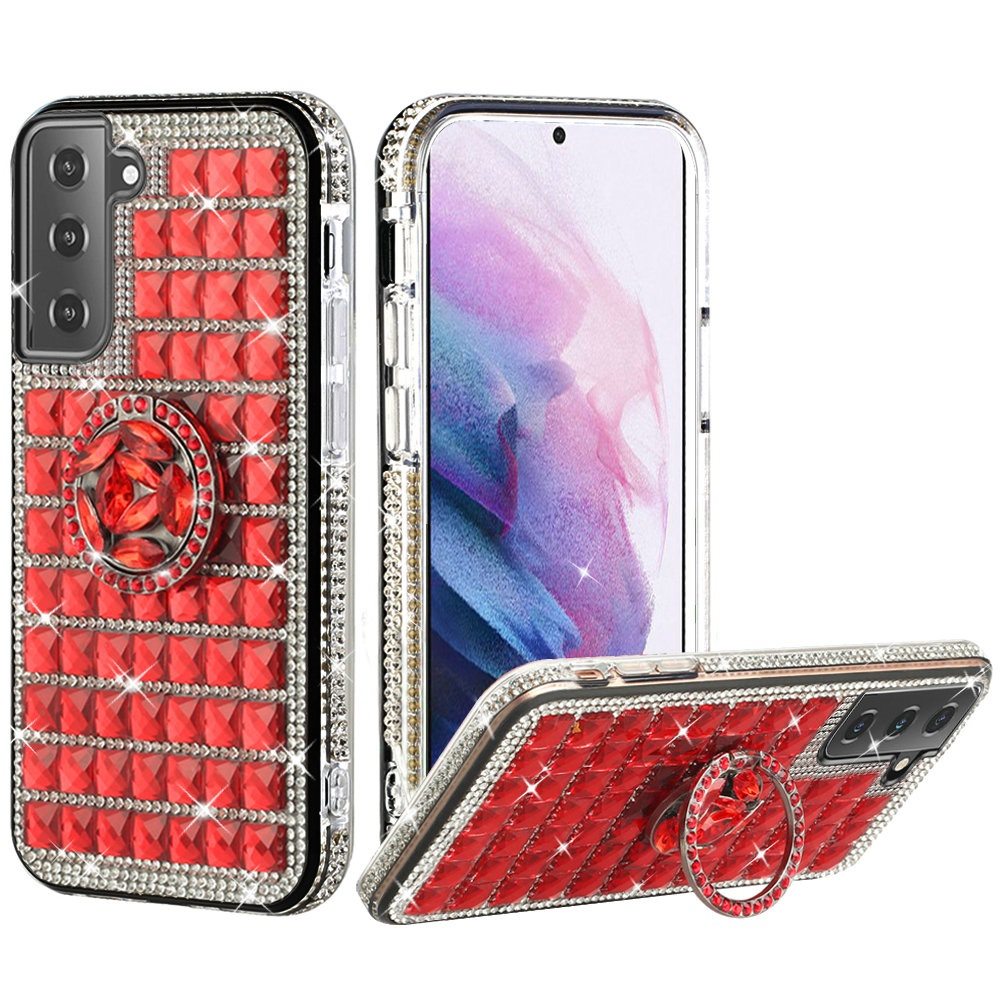 For Apple iPhone 11 (6.1") Luxury 3D Bling Diamonds Rhinestone Jeweled Shiny Crystal Hybrid TPU Hard with Ring Stand Holder Black Phone Case Cover