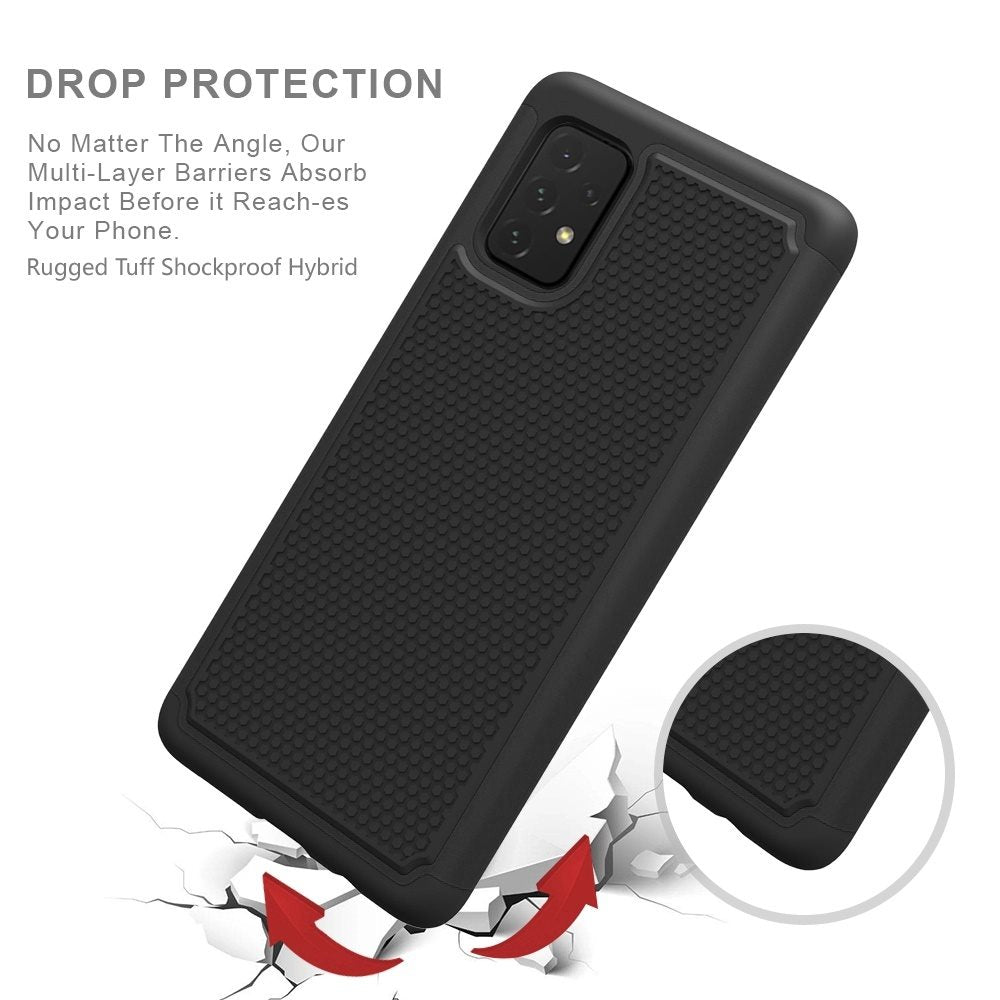 For Apple iPhone 13 Pro (6.1") Textured Hybrid Tuff Shockproof Rugged Hard PC & Silicone TPU Anti-Slip Dual Layer Protective Bumper  Phone Case Cover