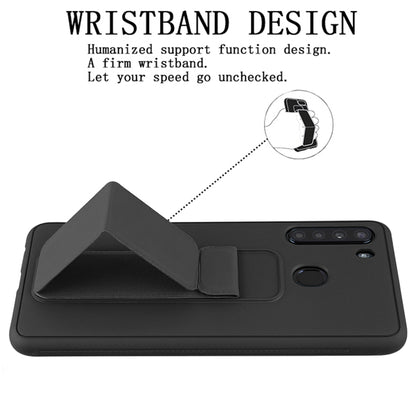 For Samsung Galaxy A21 Kickstand Foldable Stand Hybrid Shockproof Slim Hard PC TPU Bumper Black Phone Case Cover