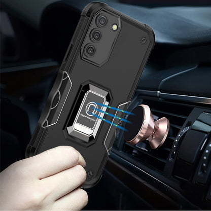 For Samsung Galaxy A03S Hybrid Hard PC Soft TPU Bumper with Magnetic Ring Stand Holder Military-Grade Drop Protection  Phone Case Cover